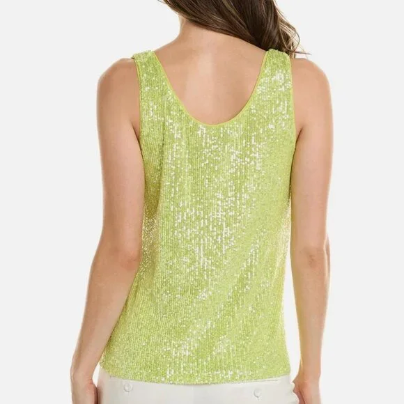 Anne Klein Sequin Tank in Sprout Green XXS - Picture 2 of 9